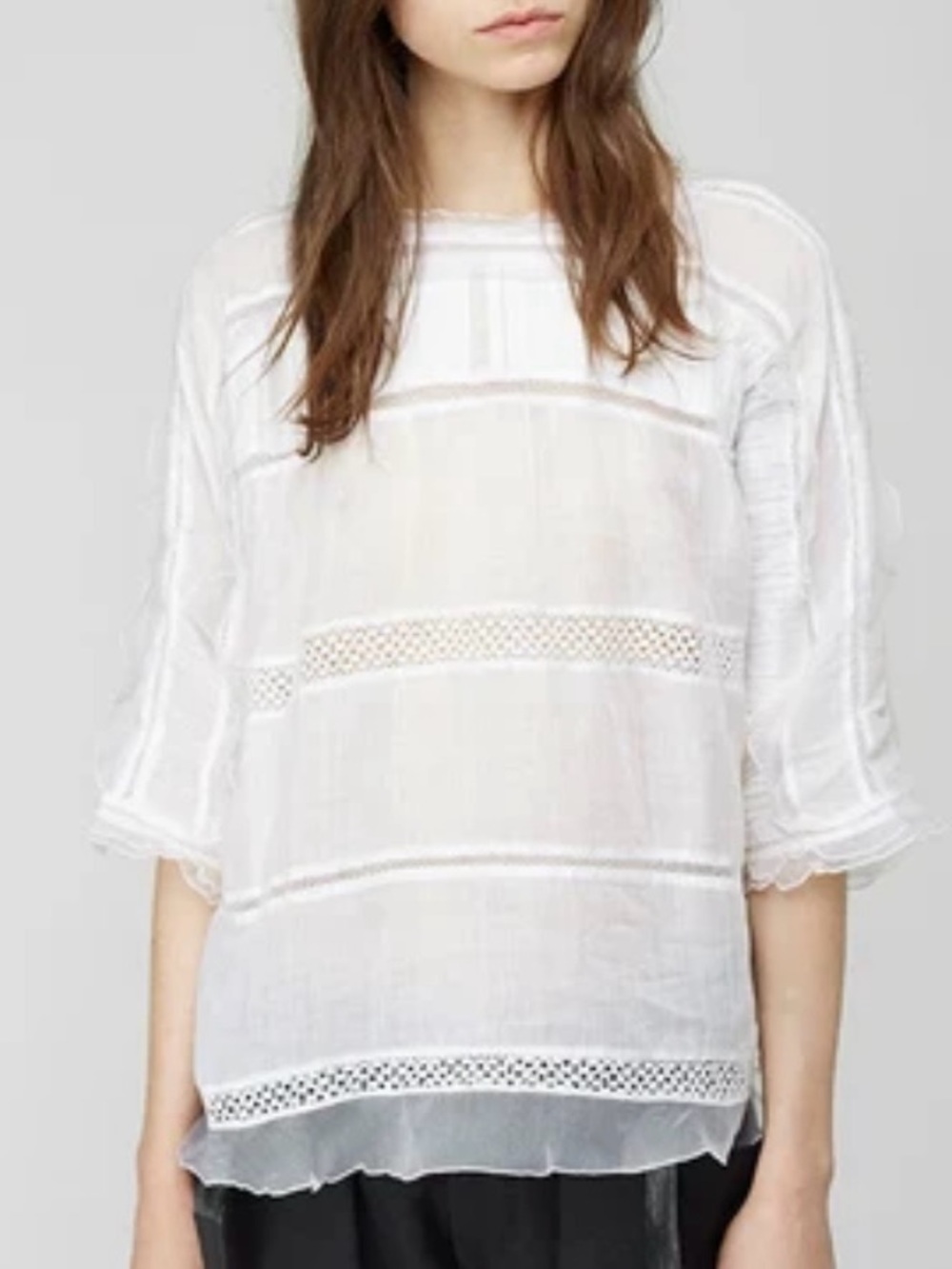 Isabel Marant size 38 Women's White sheer Trim Sheer Blouse originally $700